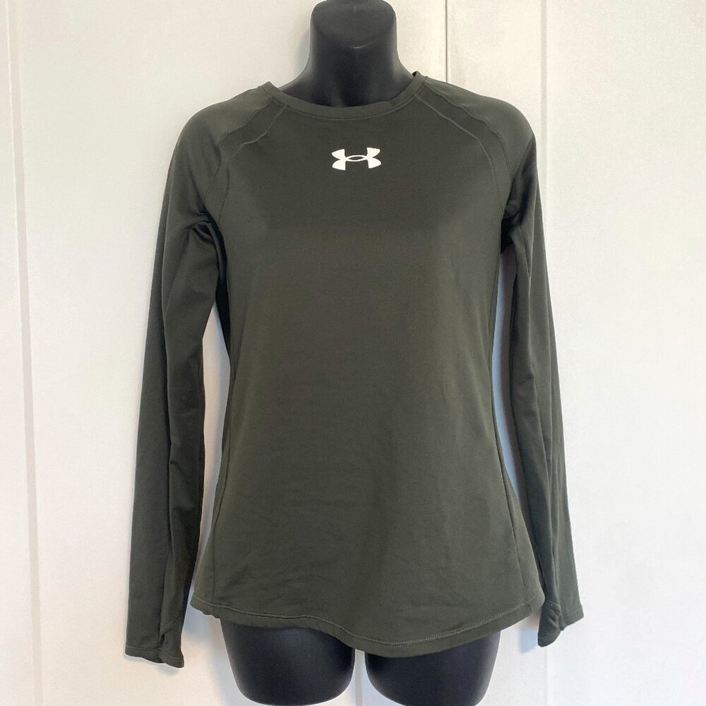 Under Armour Long Sleeve Shirt Active Top Pullover Fitted Green 8007 Size Small